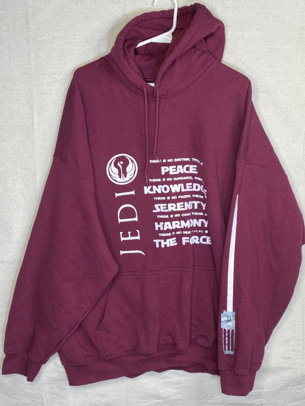 Star Wars Jedi Code Hoodie 3XL Gildan Maroon Lightsaber Graphic Quote